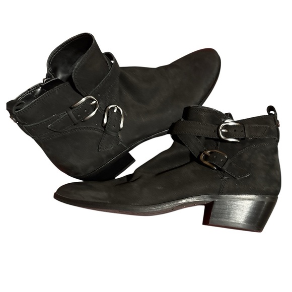 Sam Edelman Charcoal Ankle Booties with Buckle Straps - Picture 1 of 5